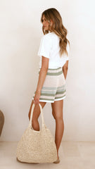 Janella Knit Shorts - Green / Cream Stripe