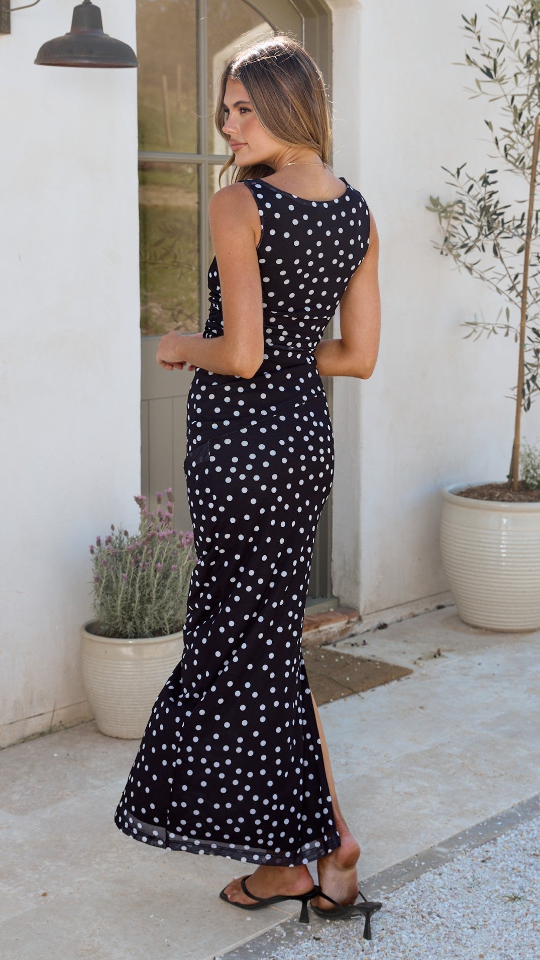 Janika Maxi Skirt - Black/White Polka Dot
