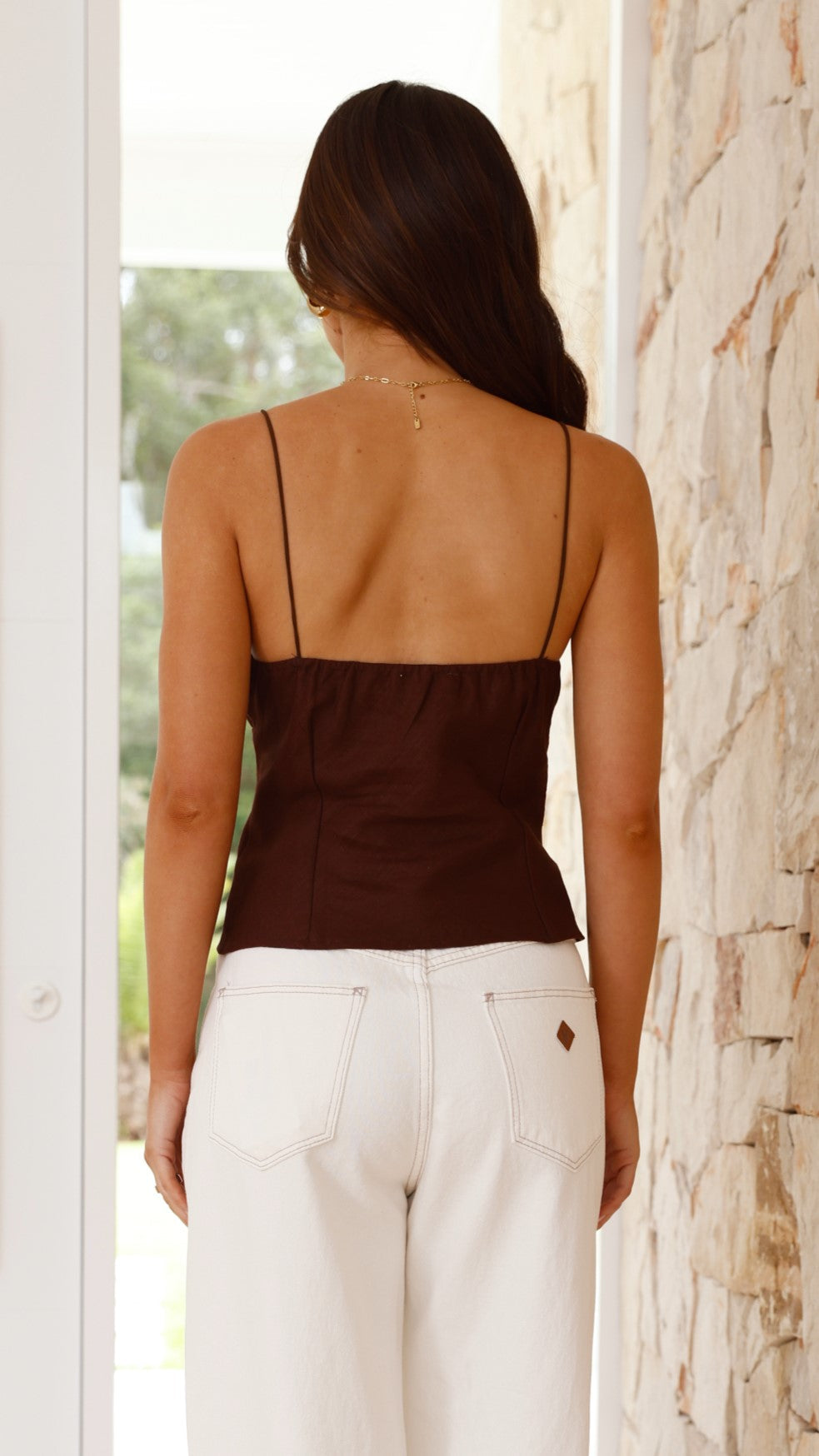 Haizlee Linen Top - Chocolate