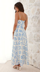 Farna Midi Dress - Cream/Blue Floral