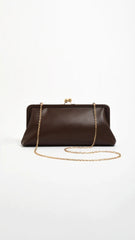 Clip Top Soft Rectangle Clutch - Chocolate