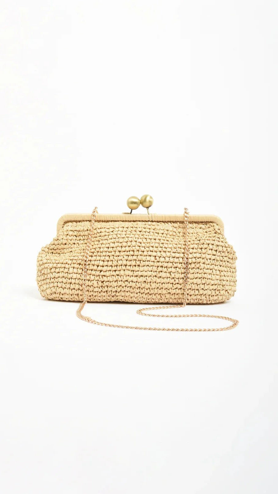 Clip Top Elongated Clutch - Natural