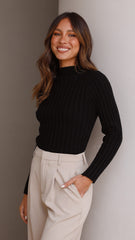 Imogen Long Sleeve Top - Black