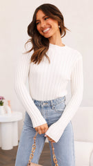 Imogen Long Sleeve Knit Crop - White