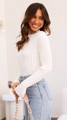 Imogen Long Sleeve Knit Crop - White