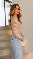 Imogen Long Sleeve Knit Crop - Camel