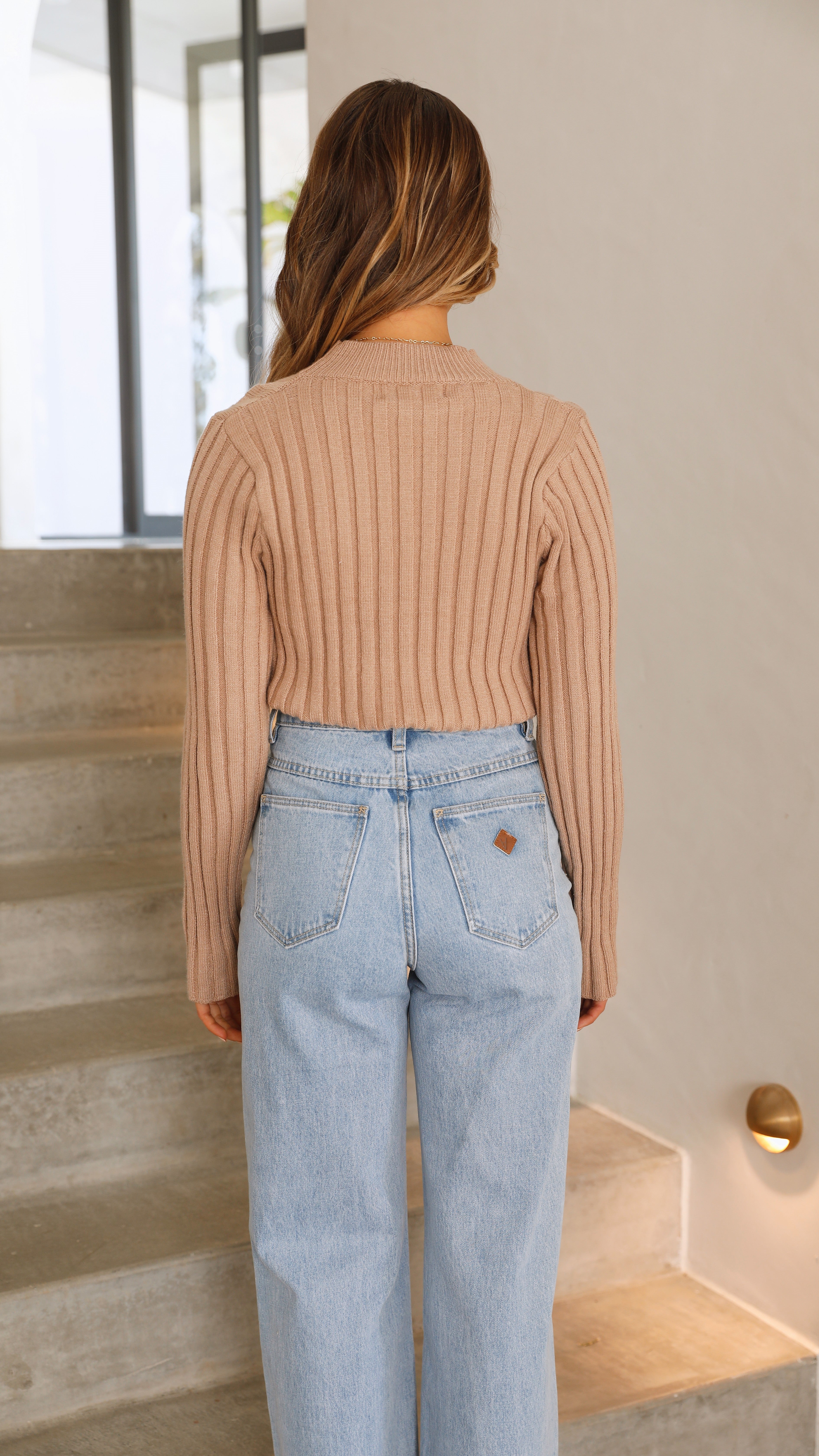 Imogen Long Sleeve Knit Crop - Camel