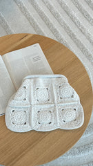 Ellie Crochet Clip Top Clutch - Cream