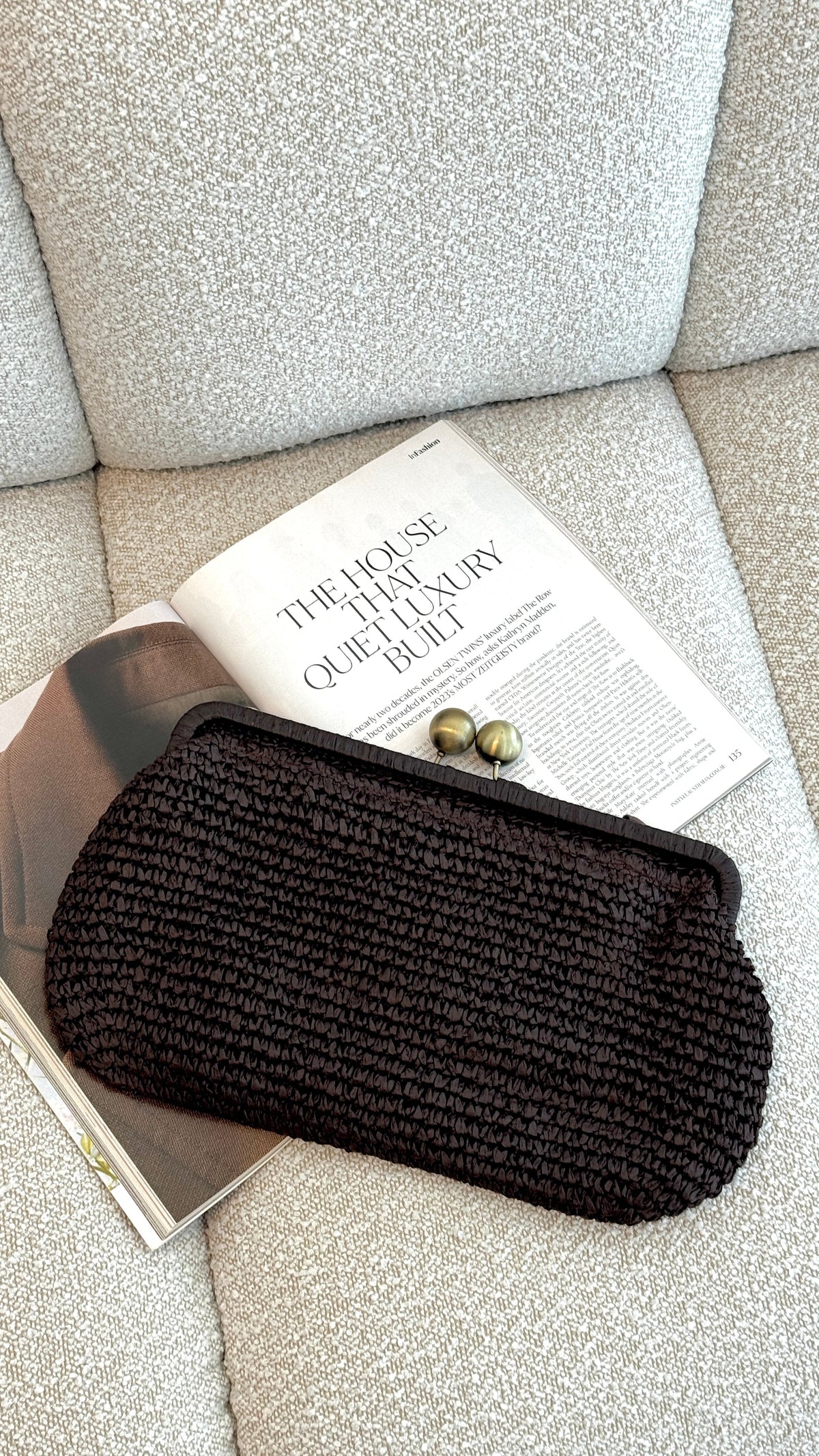 Clip Top Elongated Clutch - Chocolate