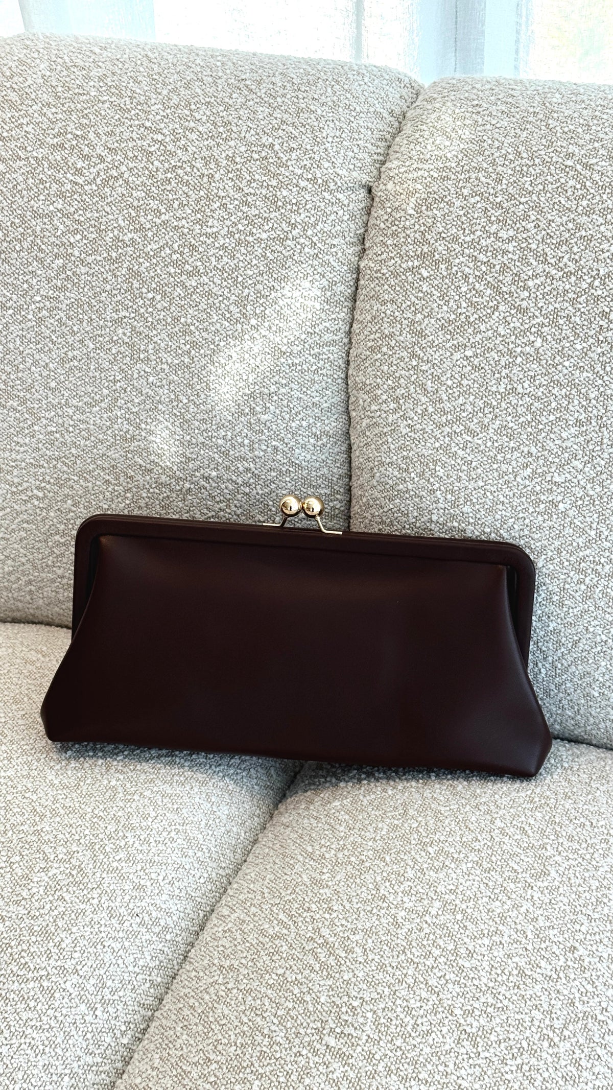 Clip Top Soft Rectangle Clutch - Chocolate