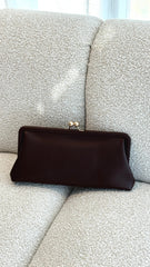 Clip Top Soft Rectangle Clutch - Chocolate