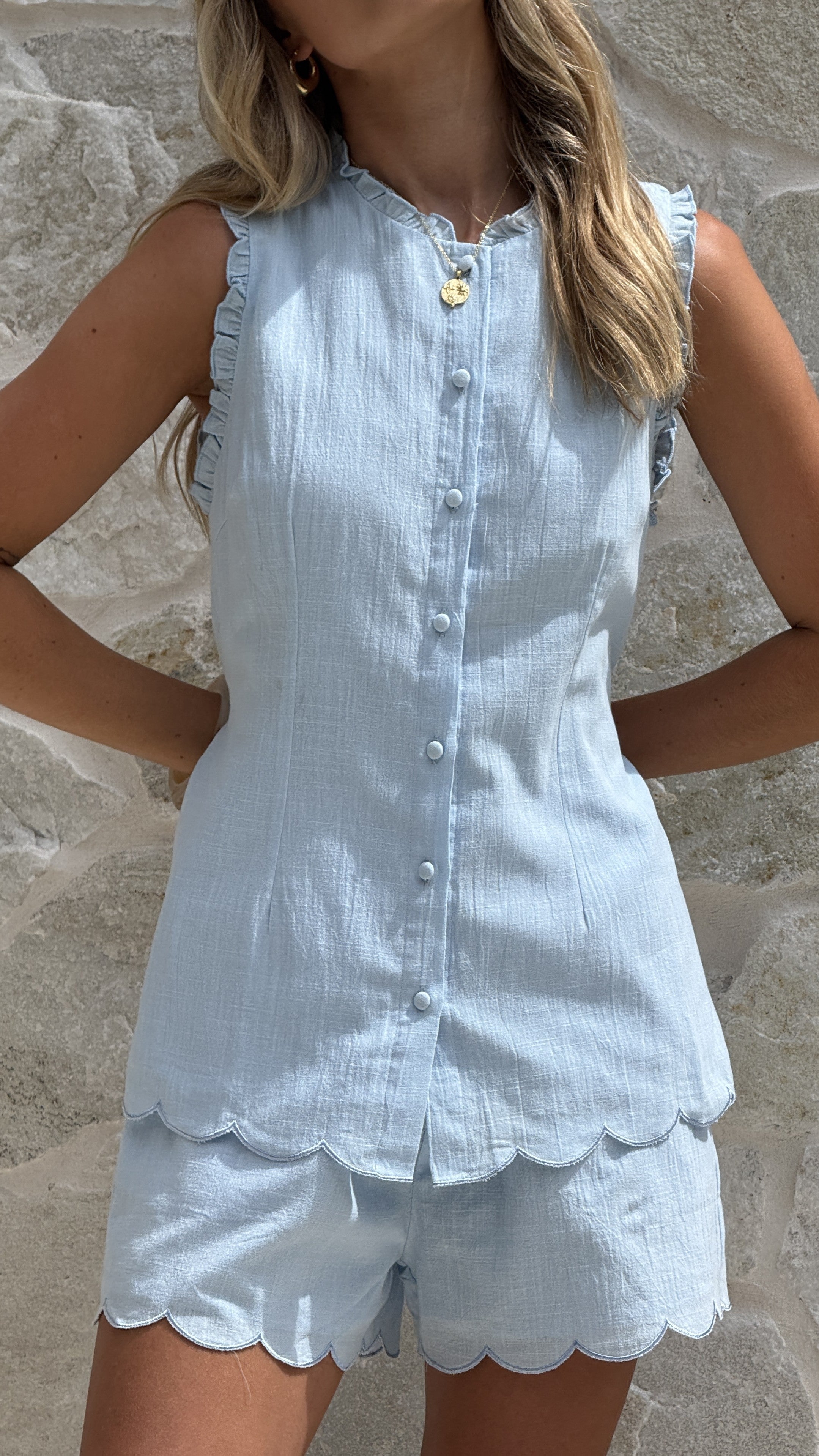 Finlay Button Up Top - Blue