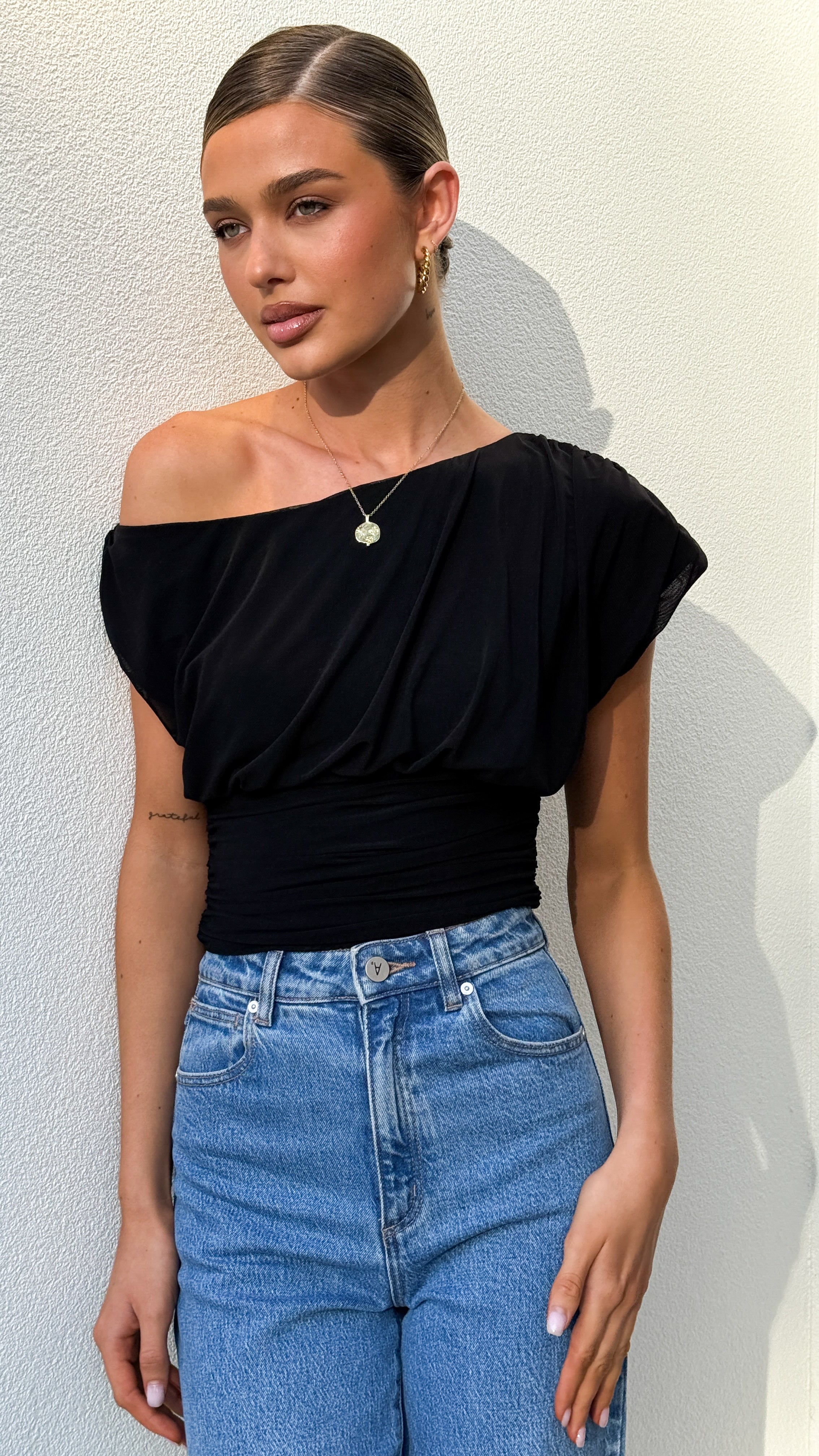 Debby Off Shoulder Top - Black