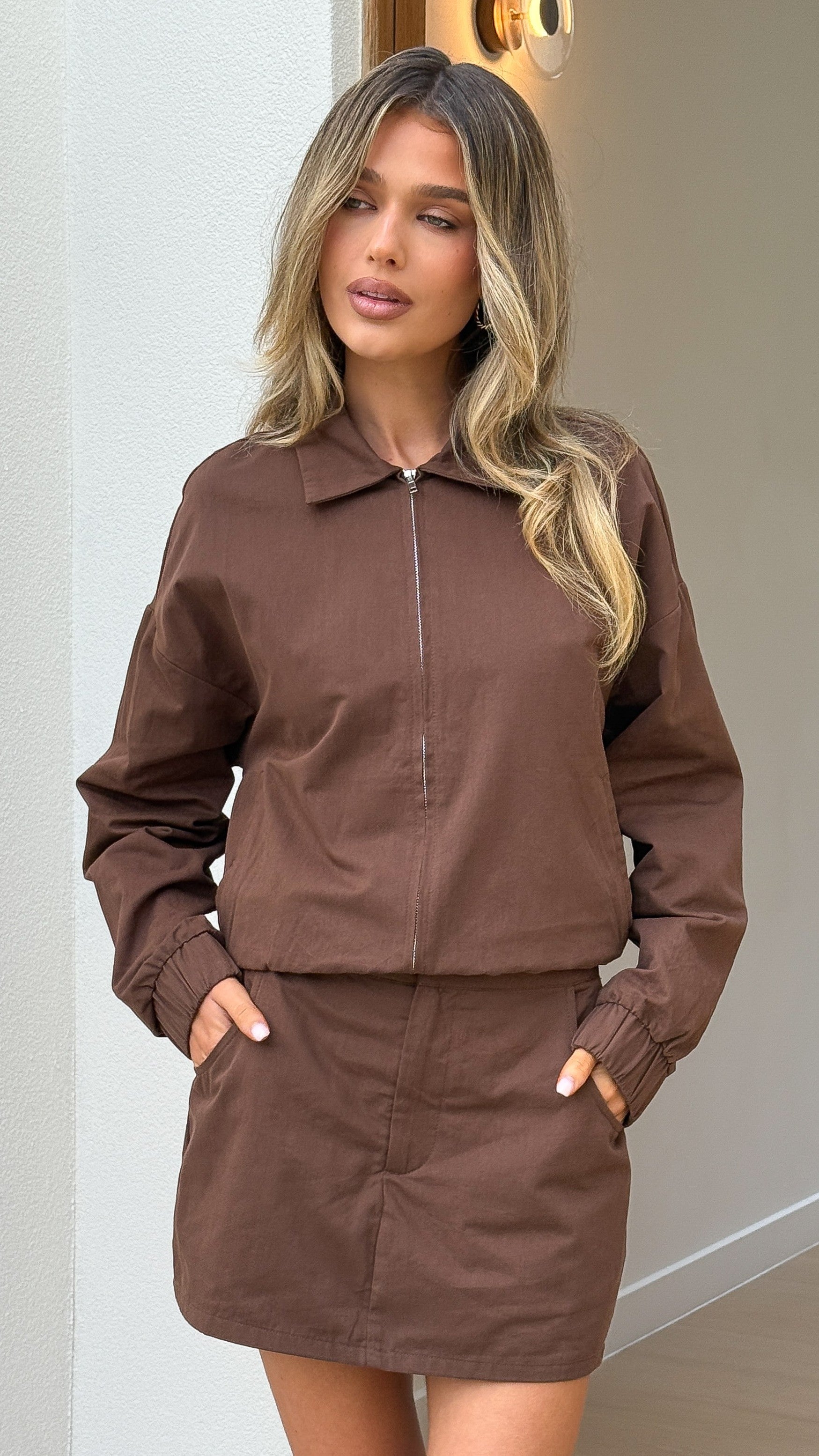 Grace Bomber Jacket - Chocolate