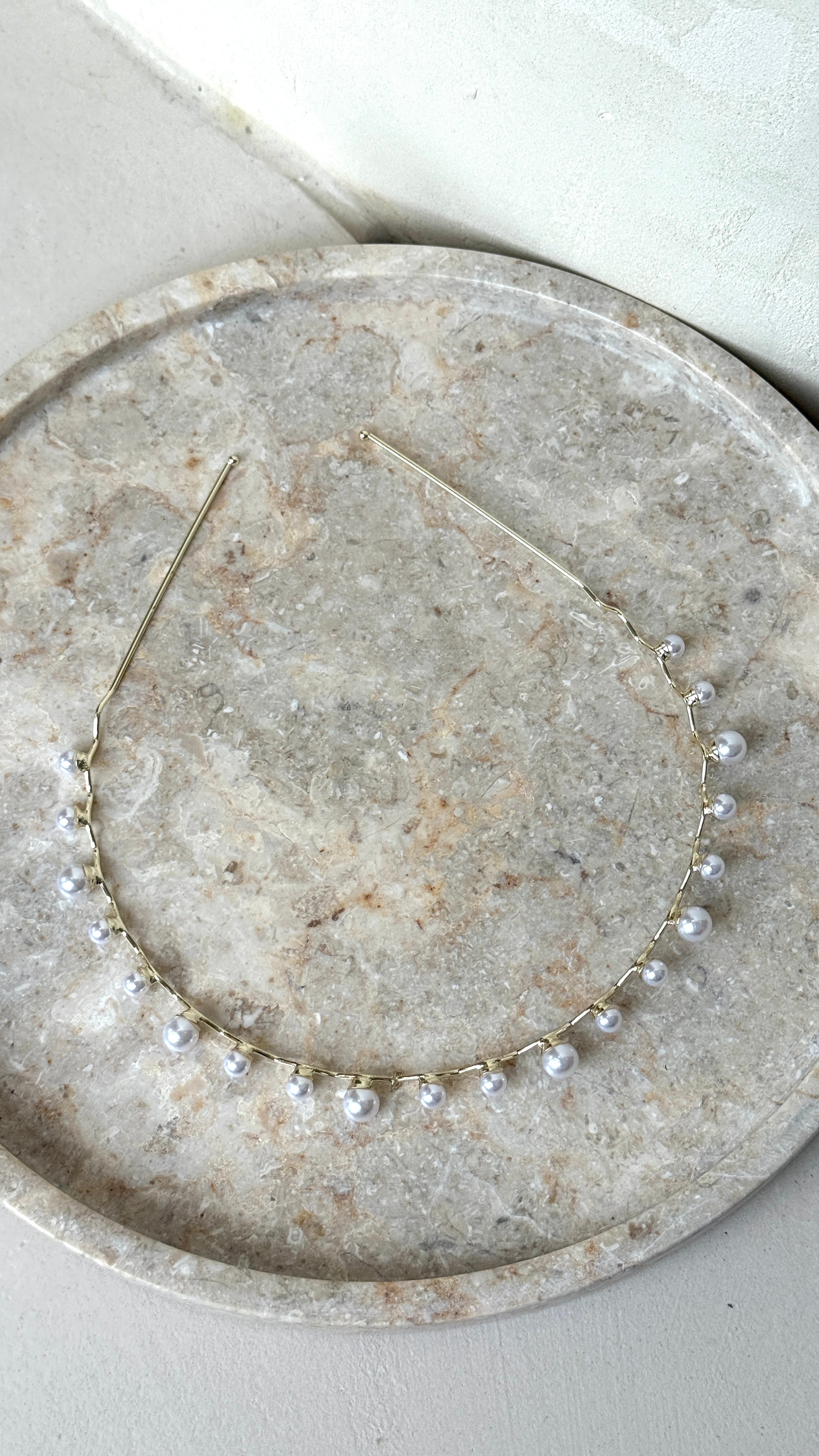 Isla Dainty Pearl Statement Headband - White