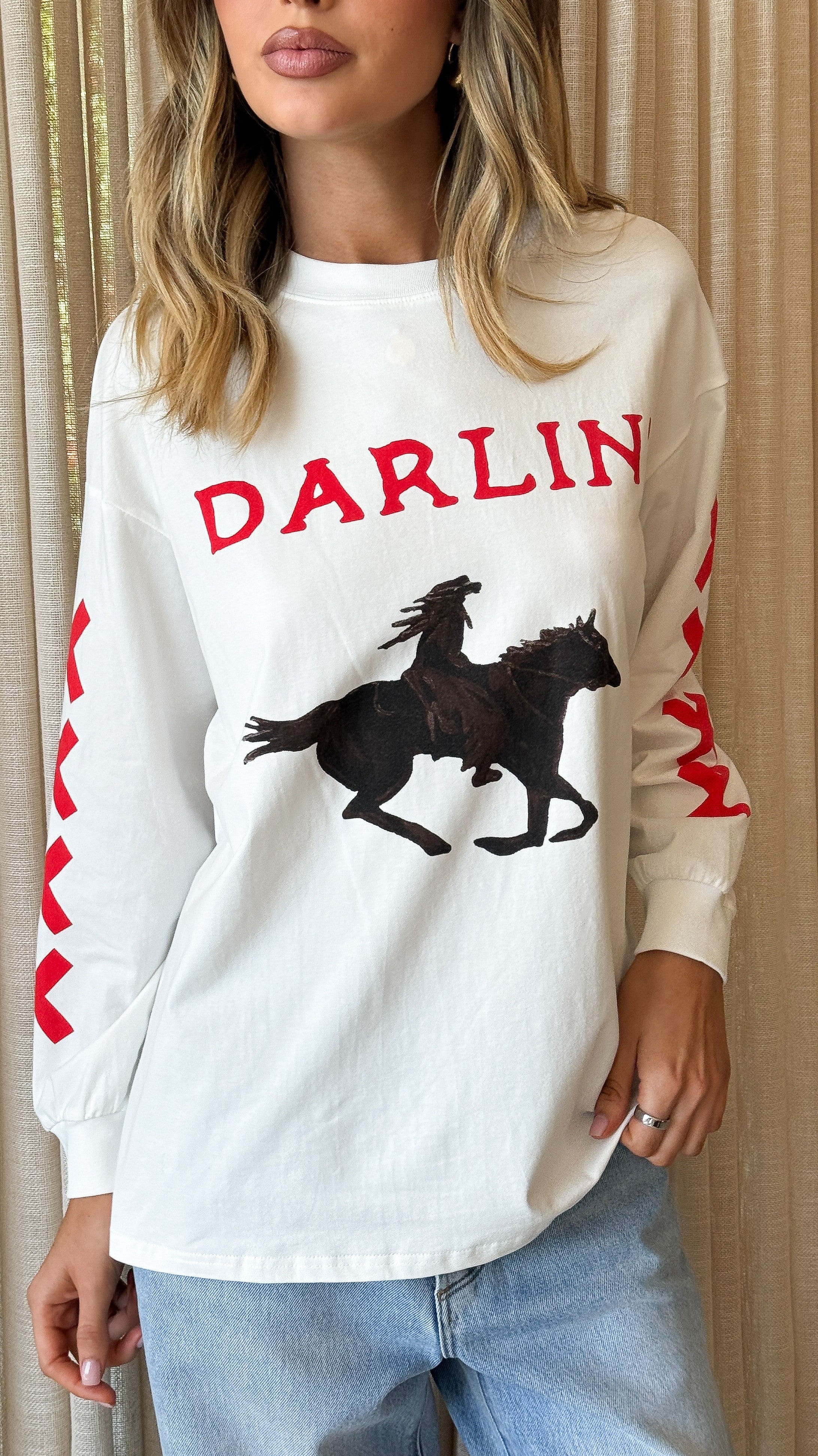 Darlin Long Sleeve T-Shirt - White