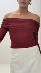 Isadora Off Shoulder Top - Wine