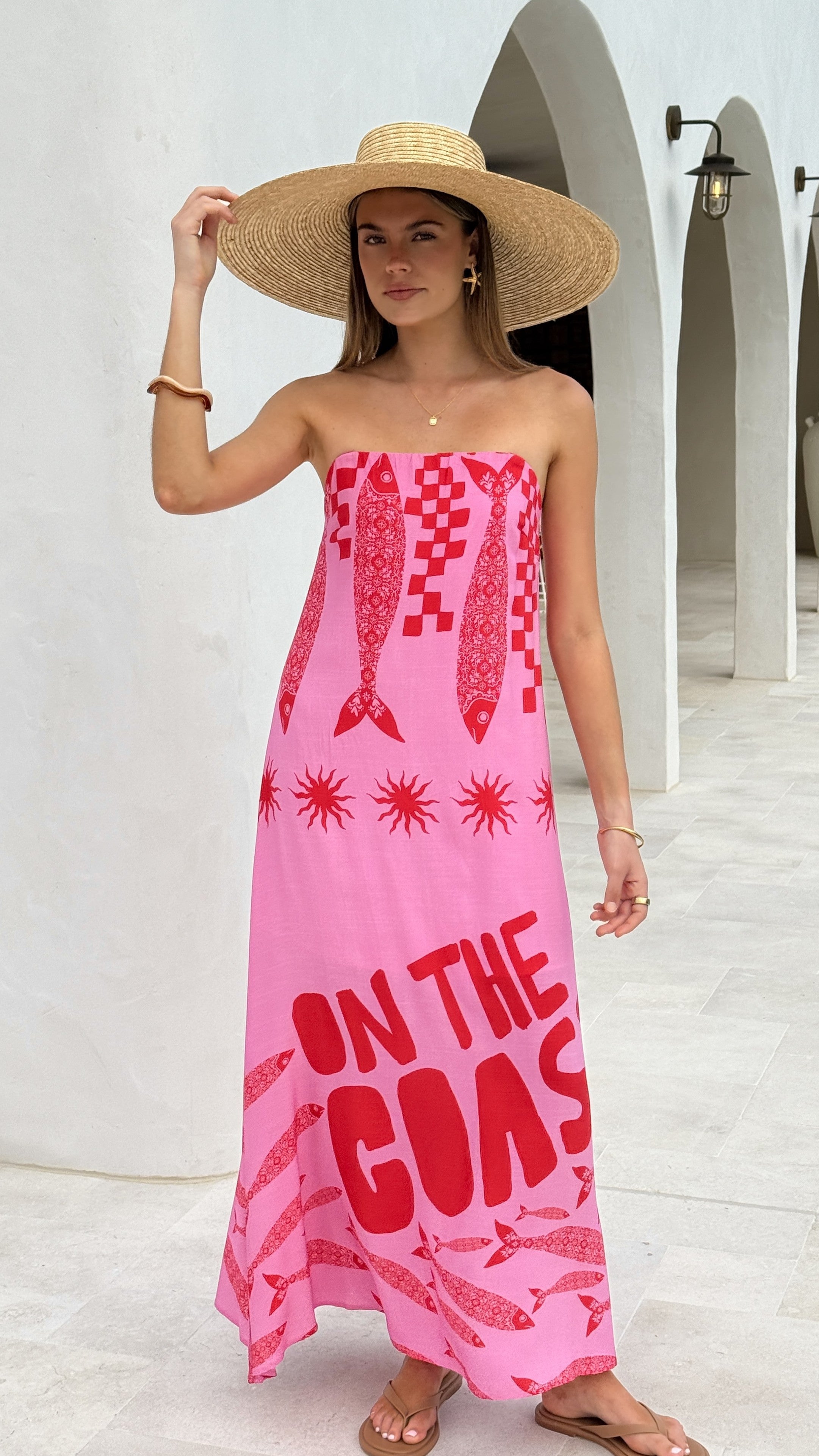 Elidie Maxi Dress - Pink/Red Tide