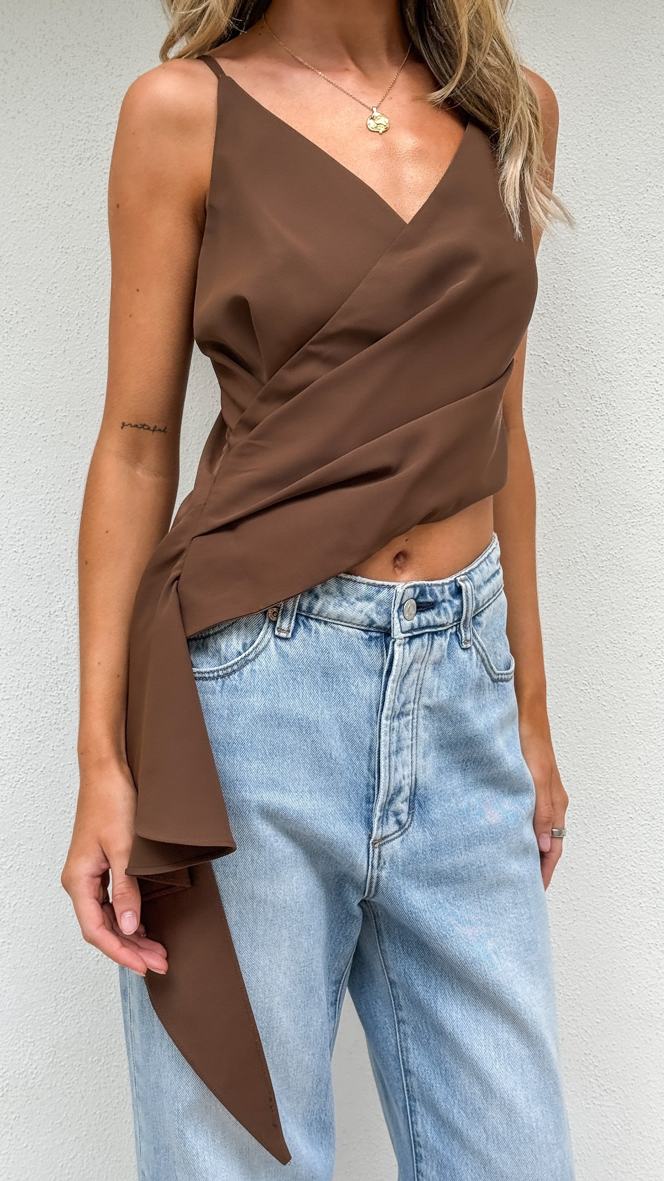 Delilah Asymmetric Top - Chocolate