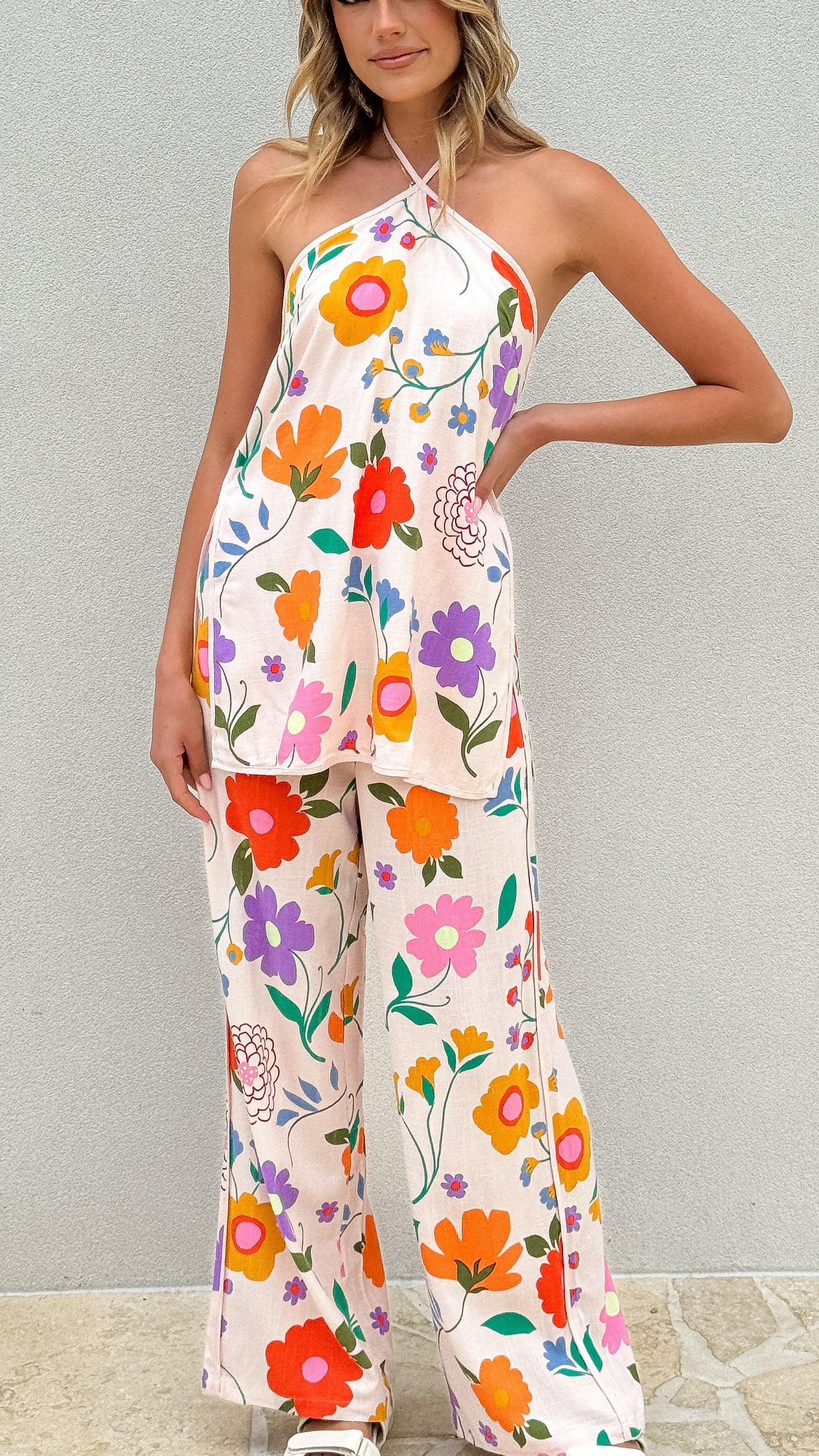 Daire Long Line Halter Top - Amsterdam Print