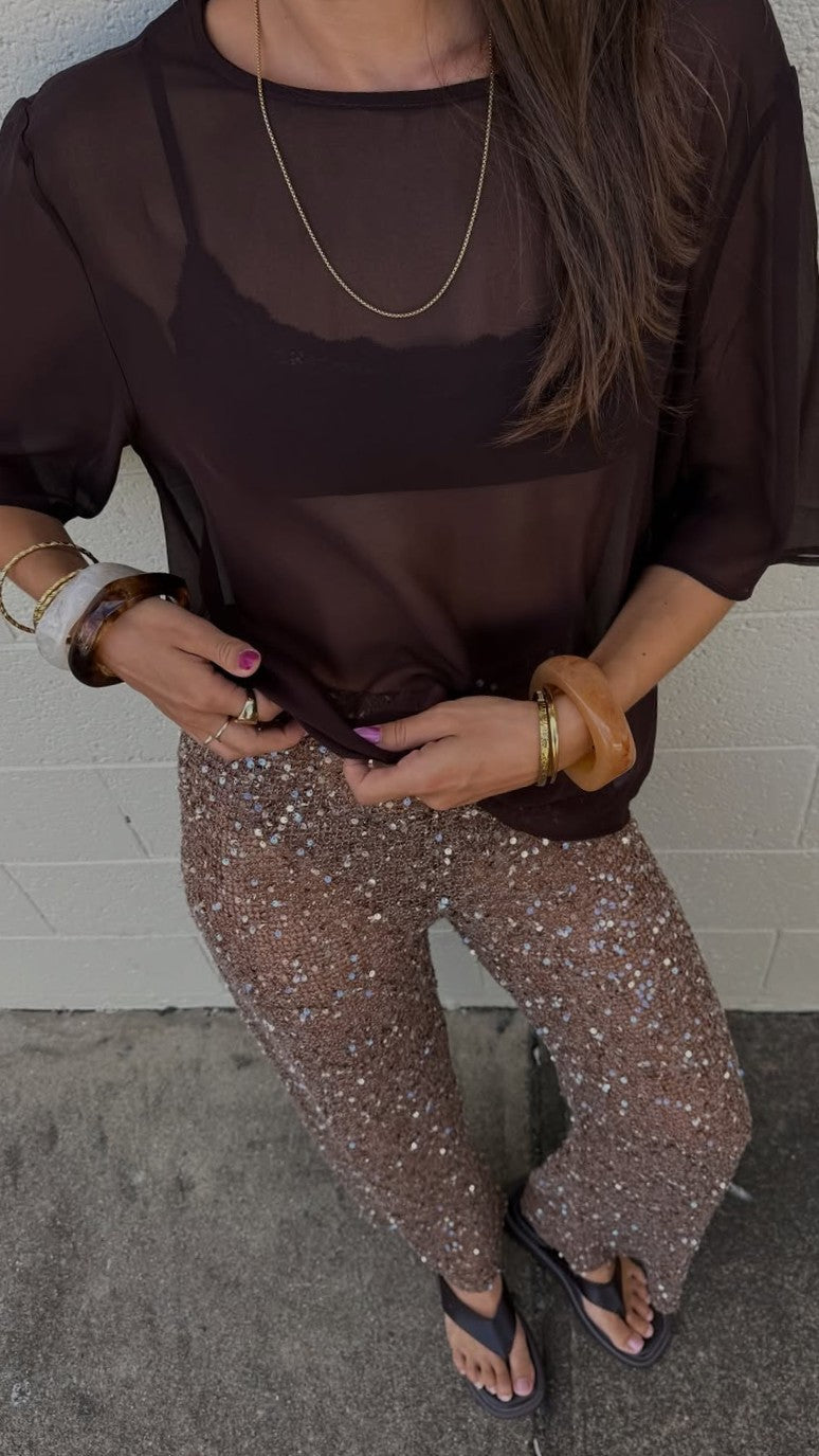 Davette Mesh T-Shirt - Chocolate