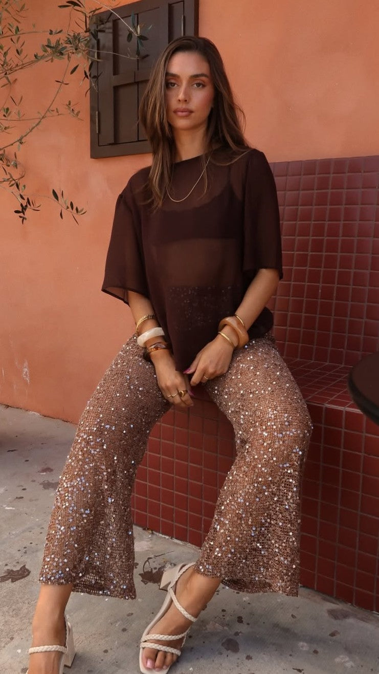 Davette Mesh T-Shirt - Chocolate