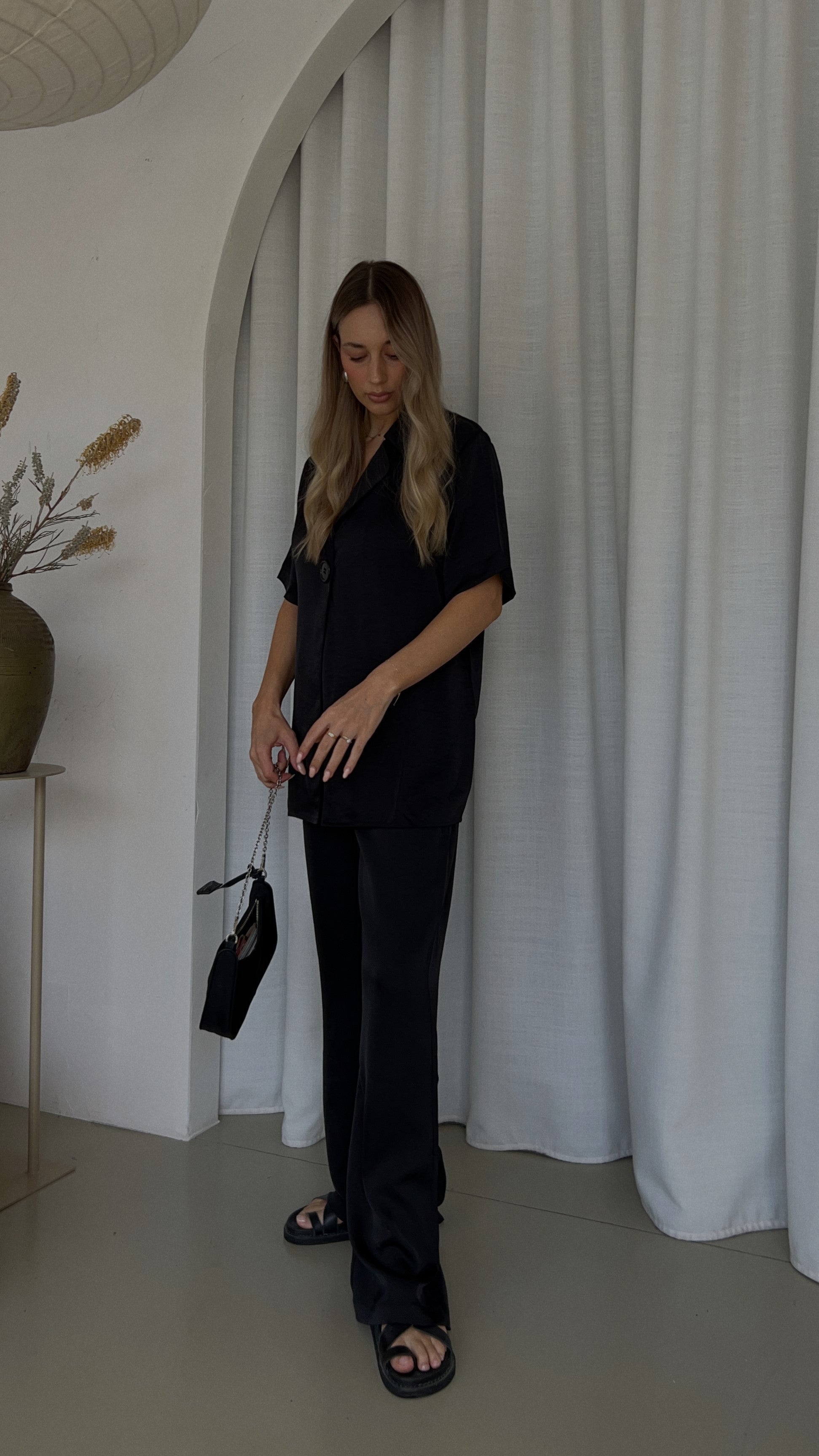 Imogen Button Pants - Black