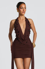 Melona Mini Dress - Plum Brown