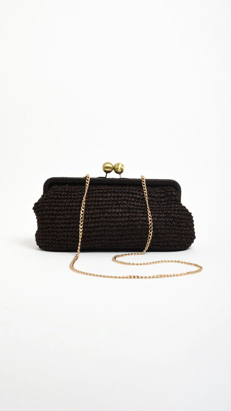 Clip Top Elongated Clutch - Chocolate
