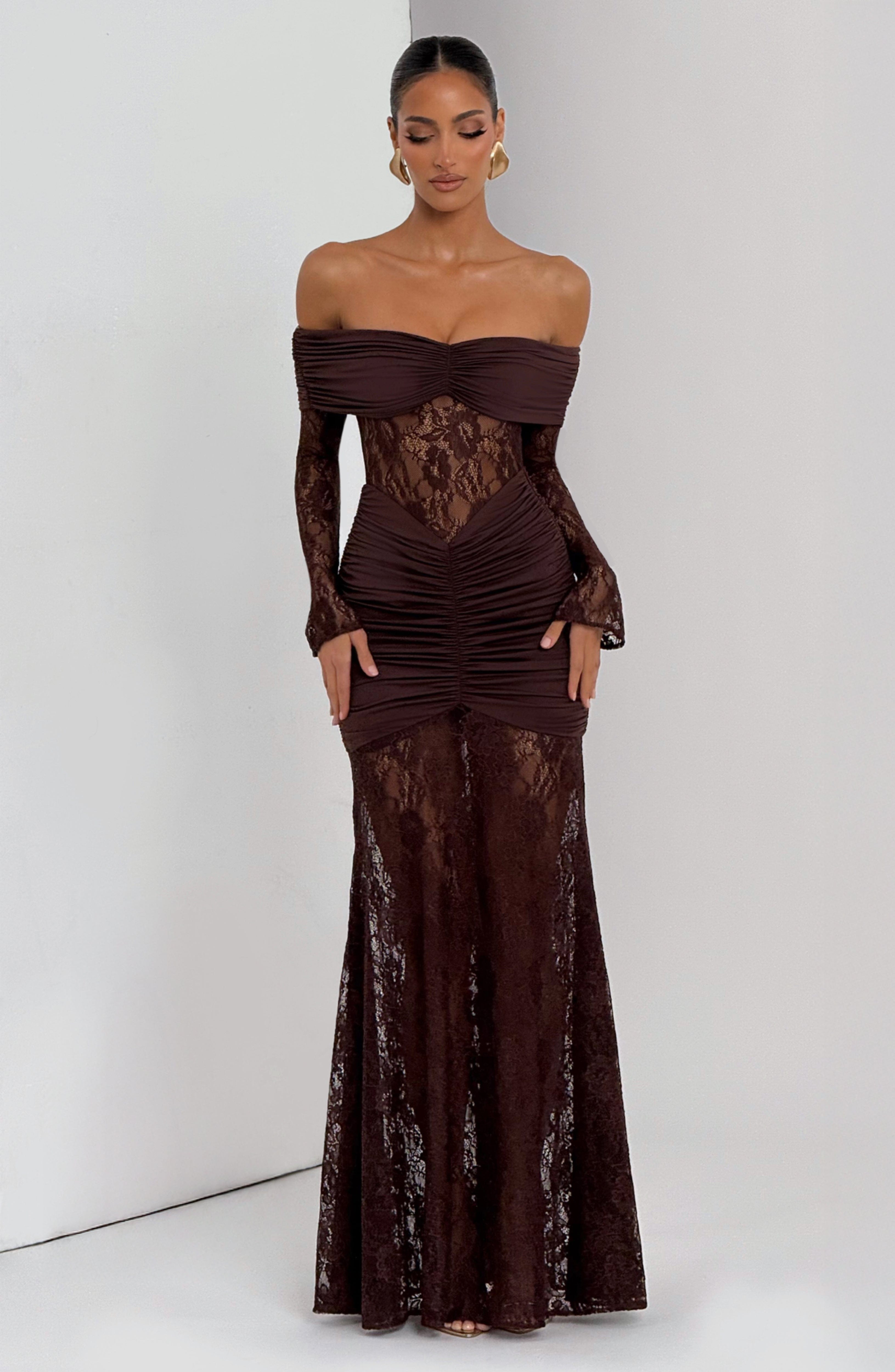 Sauline Maxi Dress - Plum Brown